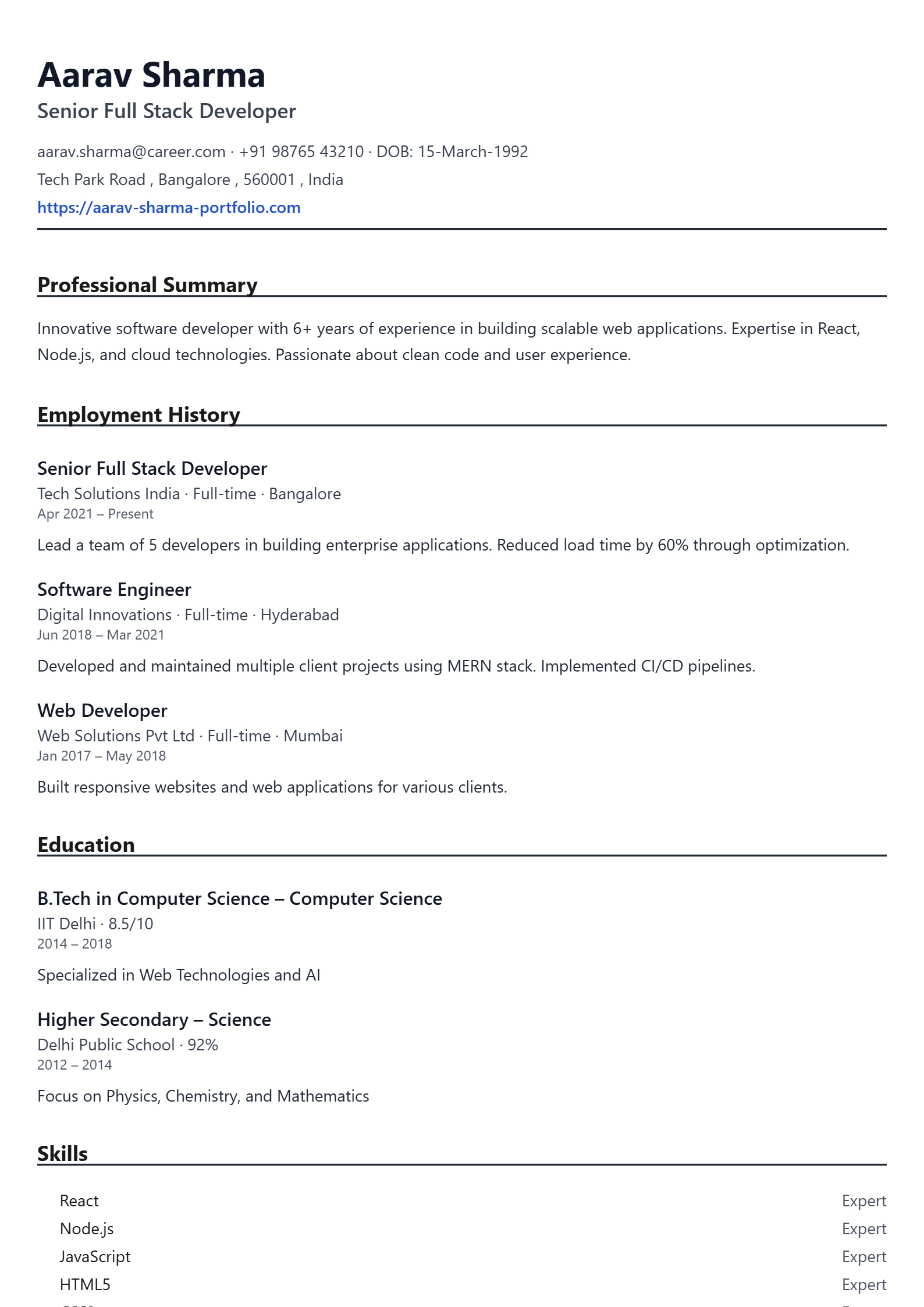 Classic Resume Template