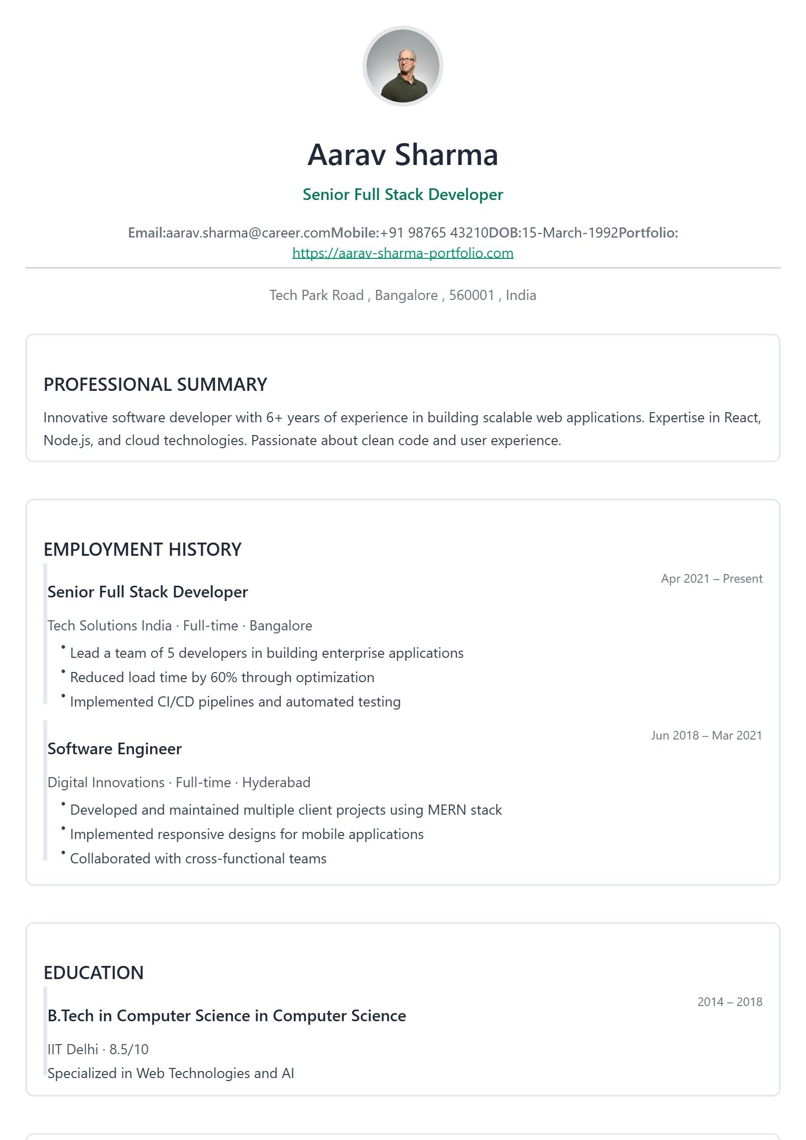 Minimalist Teal Resume Template