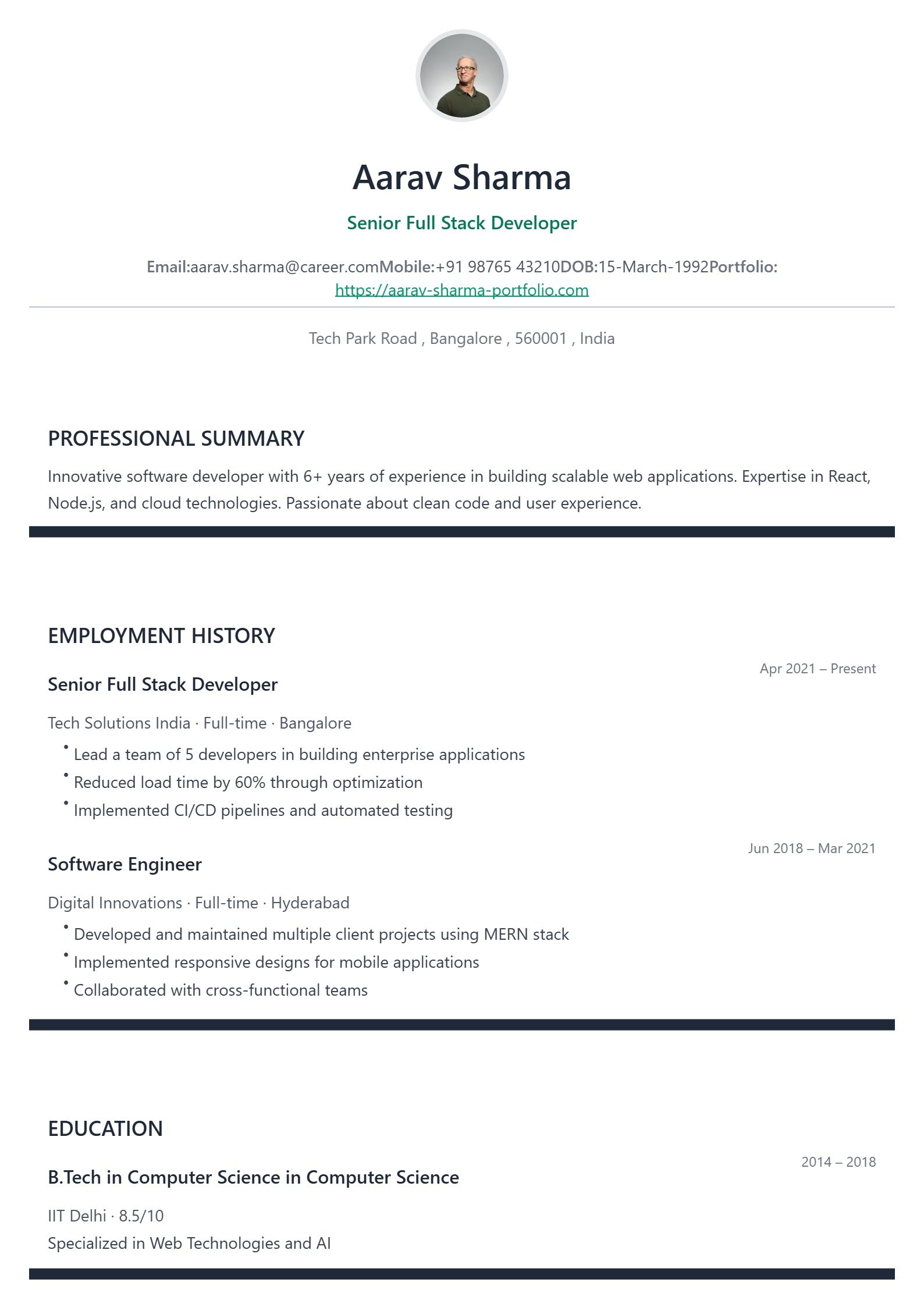 Corporate Resume Template