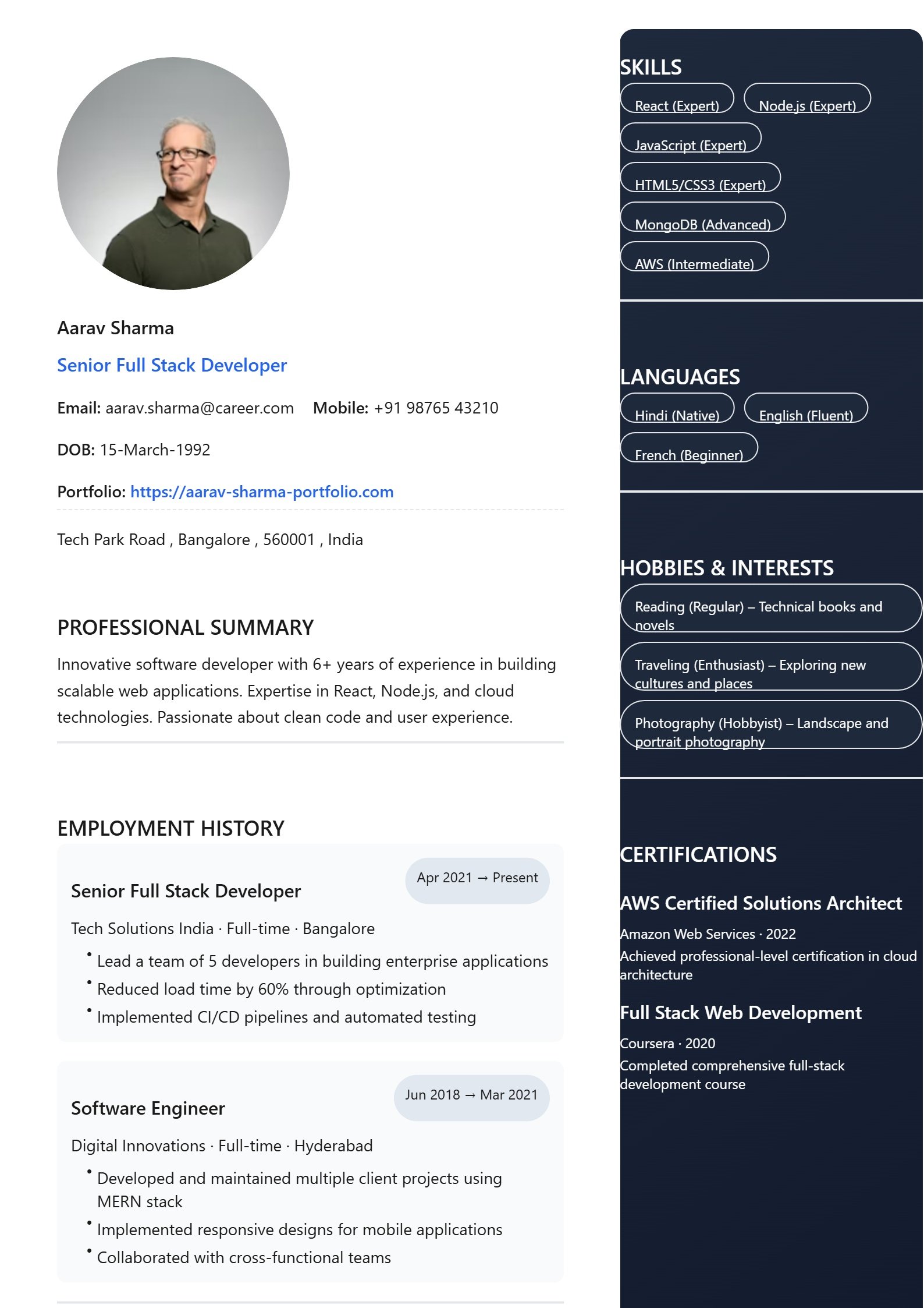 Corporate Resume Template